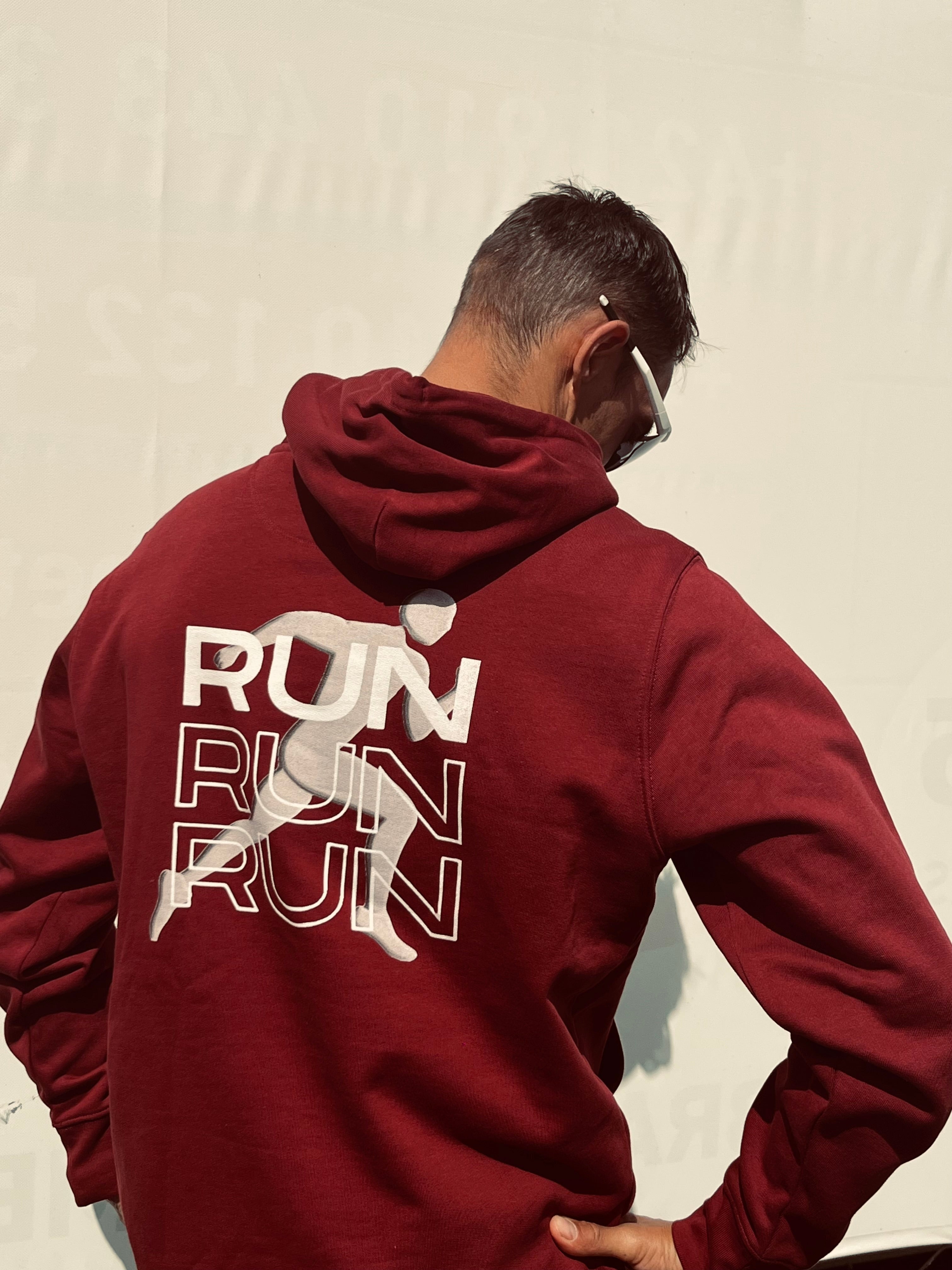 Unisex,Runsfly hoodie RUN RUN, Burgundy