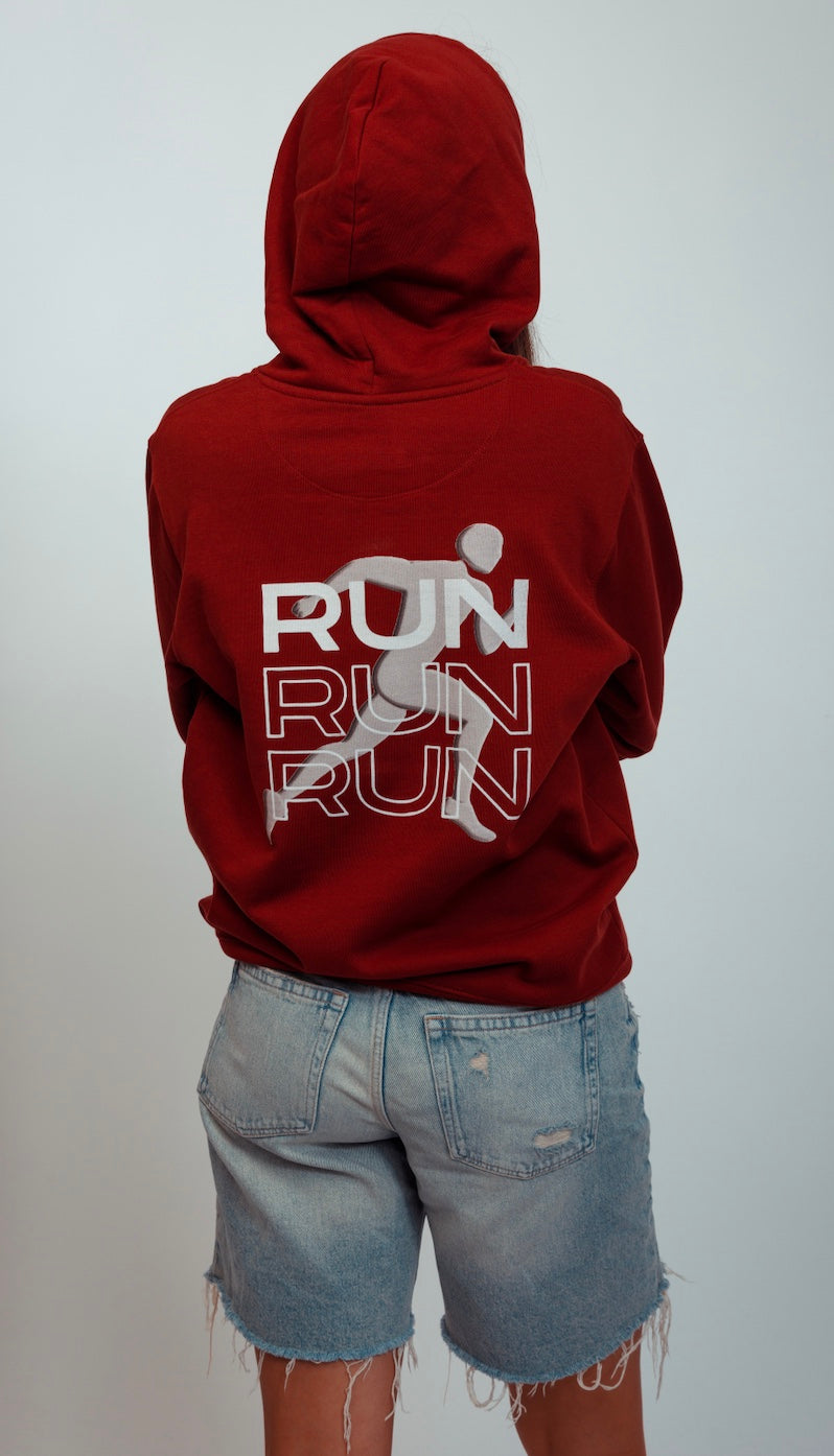 Unisex,Runsfly hoodie RUN RUN, Burgundy